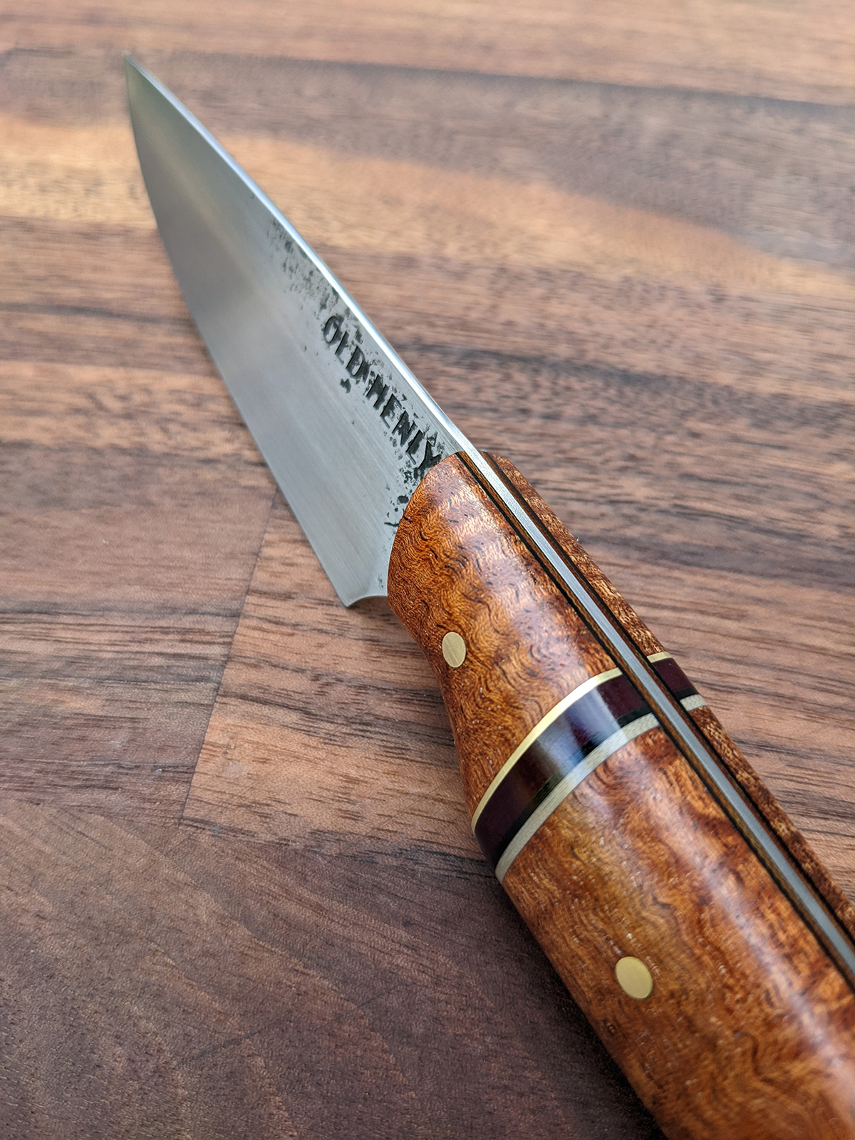 Close-up of a paring knife with liners.