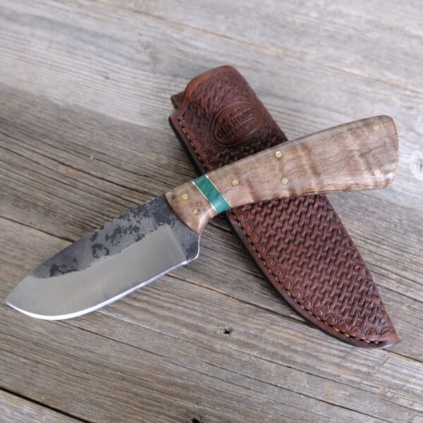 Curly Maple Malachite Drop Point